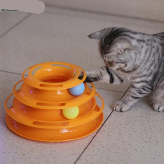 Cat Intelligence Toy- Orange Plastic Disc Triple Play Cat Toy